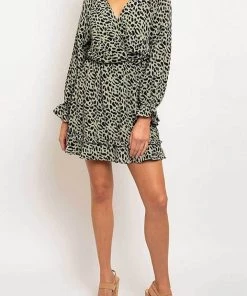 Rousseau Animal Print Ruffled Wrap Dress New Arrivals