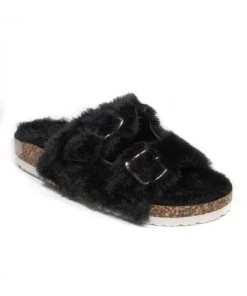Insignia Footwear Faux Fur Double Strap Sandals
