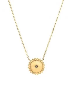 Athra Sun Charm Pavé Necklace