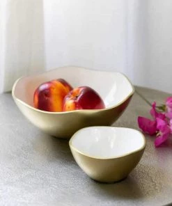 Be Home Small Champagne & Enamel Wave Edge Bowl