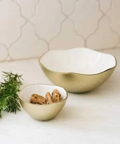 Be Home Small Champagne & Enamel Wave Edge Bowl