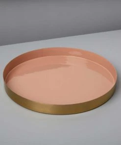 Be Home Small Gold & Persimmon Enamel Round Tray New Arrivals