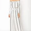 MILK MONEY Off The Shoulder Striped Pants Set