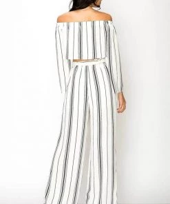 MILK MONEY Off The Shoulder Striped Pants Set 5 MILK MONEY Off The Shoulder Striped Pants Set