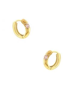 Volpe Bold Single Solitaire Huggie Hoop Earrings