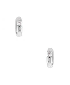 Volpe Bold Single Solitaire Huggie Hoop Earrings