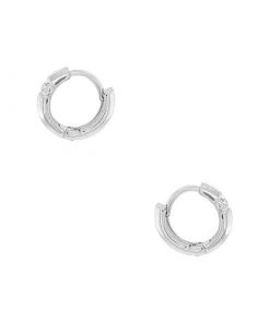 Volpe Bold Single Solitaire Huggie Hoop Earrings
