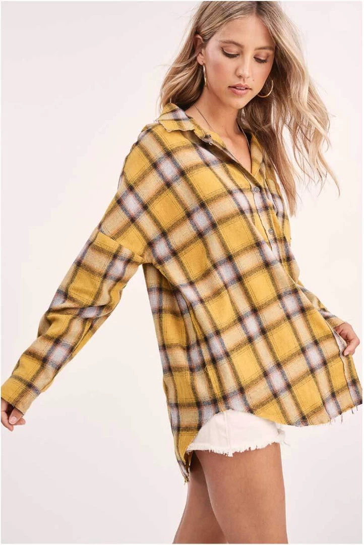 La Miel Brianna Yellow + Black Plaid Shirt New Arrivals 1 La Miel Brianna Yellow + Black Plaid Shirt New Arrivals