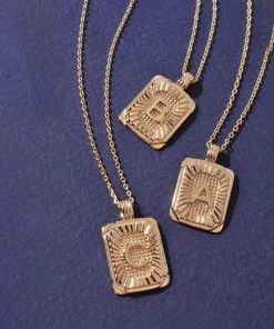 Merveille New Arrivals Burst Square Initial Charm Necklace