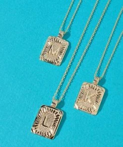Merveille New Arrivals Burst Square Initial Charm Necklace