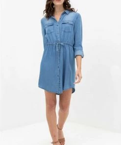 Love Tree Button Down Tencel Denim Midi Shirt Dress New Arrivals