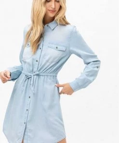 Love Tree Button Down Tencel Denim Midi Shirt Dress New Arrivals