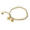 Beautysis Charm Star & Round Pendant Chain Bracelet