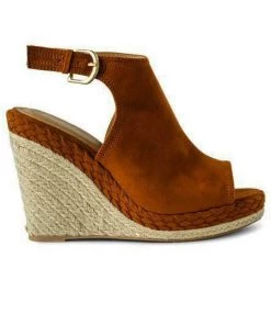 East Lion Corp. Shoes Chestnut Suede Slingback Wedge