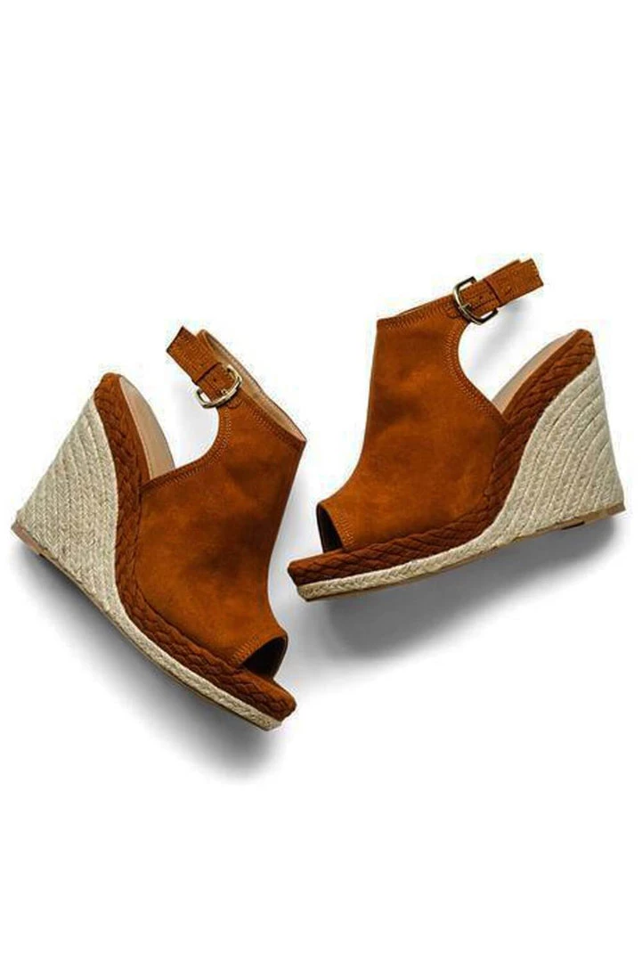 East Lion Corp. Shoes Chestnut Suede Slingback Wedge 1 East Lion Corp. Shoes Chestnut Suede Slingback Wedge