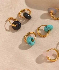 MILK MONEY - DropShip Circle Stone Huggie Hoop Earrings New Arrivals