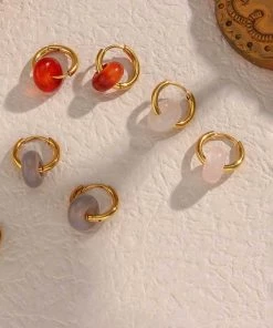 MILK MONEY - DropShip Circle Stone Huggie Hoop Earrings New Arrivals