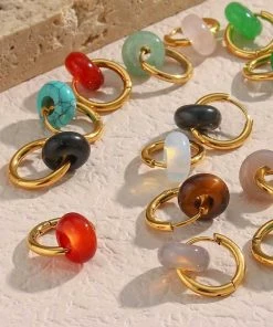 MILK MONEY - DropShip Circle Stone Huggie Hoop Earrings New Arrivals