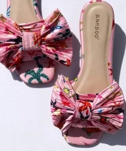 Bamboo Coastal Pleated Bow Flat Sandal New Arrivals
