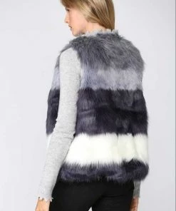 Fate New Arrivals Color Block Faux Fur Vest