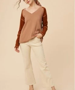 Listicle New Arrivals Color Block V-Neck Knit Top