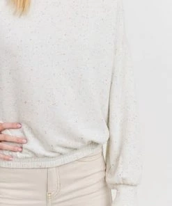 Cherish Confetti Balloon Sleeves Cotton Terry Knit Top New Arrivals