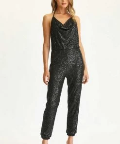 Fate New Arrivals Cowl Neck Sequin Jumpsuit