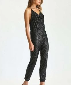Fate New Arrivals Cowl Neck Sequin Jumpsuit