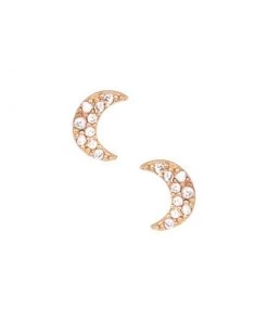 Volpe New Arrivals Crescent Moon Pavé Stud Earrings
