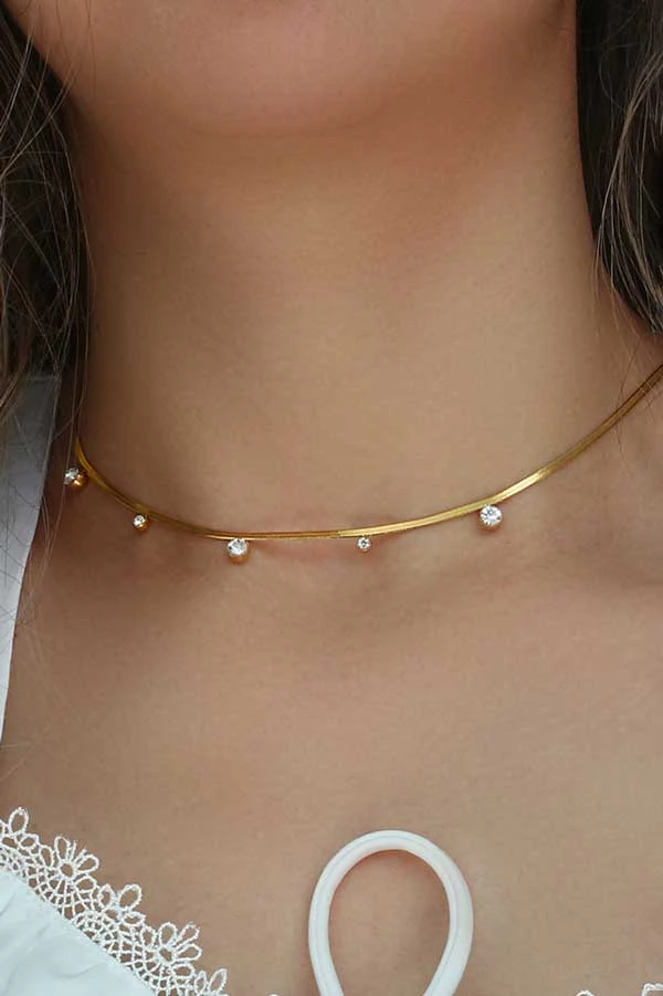 MILK MONEY - DropShip Crystal Herringbone Chain Choker Necklace New Arrivals 4 MILK MONEY - DropShip Crystal Herringbone Chain Choker Necklace New Arrivals