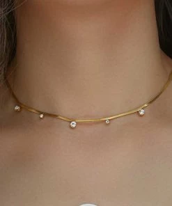 MILK MONEY - DropShip Crystal Herringbone Chain Choker Necklace New Arrivals