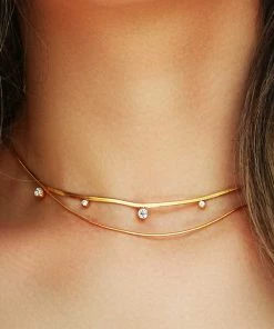 MILK MONEY - DropShip Crystal Herringbone Chain Choker Necklace New Arrivals 13 MILK MONEY - DropShip Crystal Herringbone Chain Choker Necklace New Arrivals