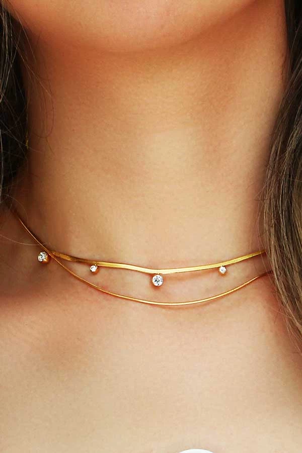MILK MONEY - DropShip Crystal Herringbone Chain Choker Necklace New Arrivals 7 MILK MONEY - DropShip Crystal Herringbone Chain Choker Necklace New Arrivals