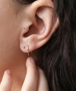 ShopLaluv Dainty Single Solitaire Thread 14k Gold Vermeil Earrings