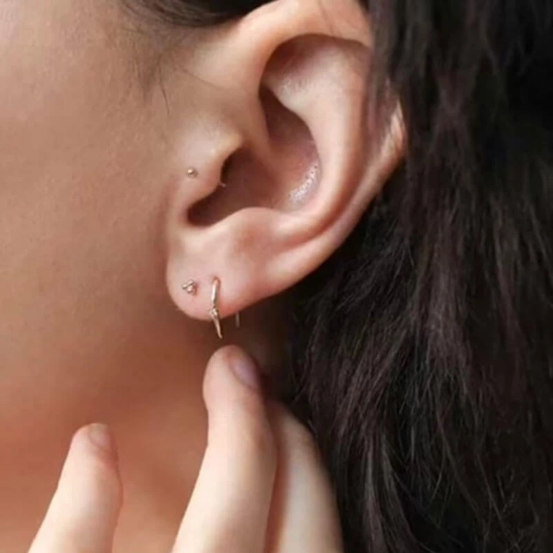 ShopLaluv Dainty Single Solitaire Thread 14k Gold Vermeil Earrings 2 ShopLaluv Dainty Single Solitaire Thread 14k Gold Vermeil Earrings