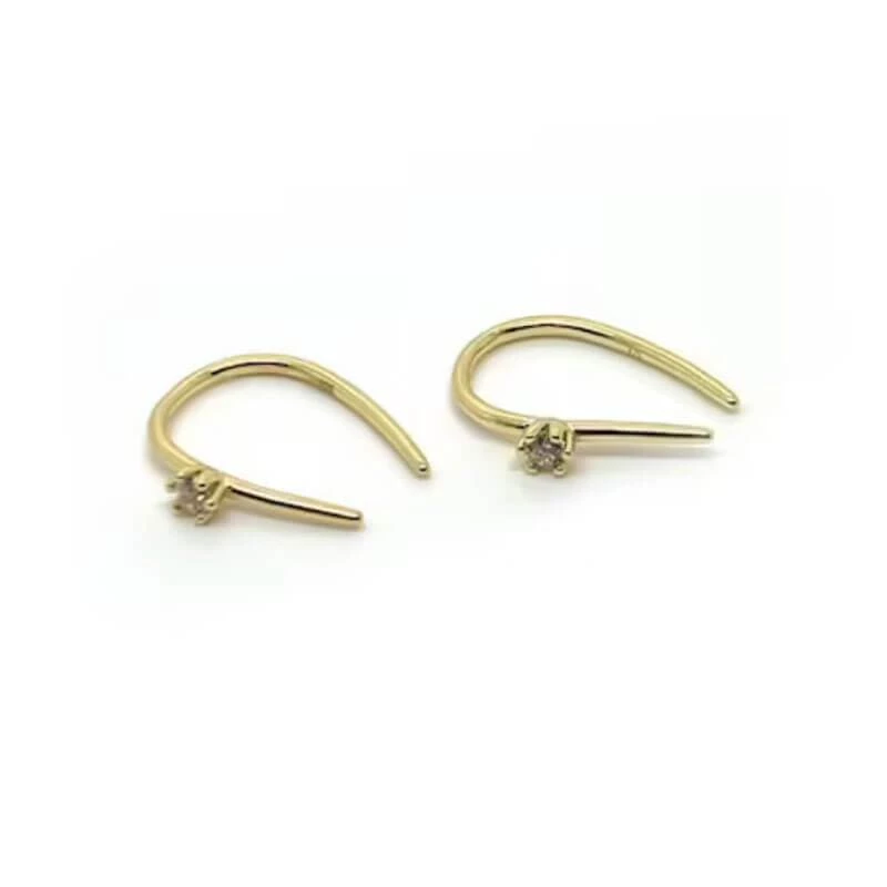 ShopLaluv Dainty Single Solitaire Thread 14k Gold Vermeil Earrings 3 ShopLaluv Dainty Single Solitaire Thread 14k Gold Vermeil Earrings