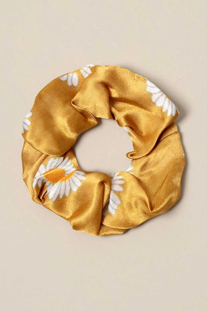 Fashion City Daisy Print Silk Hair Scrunchies New Arrivals 2 Fashion City Daisy Print Silk Hair Scrunchies New Arrivals