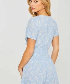 Love Tree Daisy Print Tie Front Romper