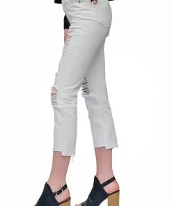 Dance & Marvel Distressed Boyfriend White Jeans