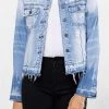 New Arrivals Hidden Jeans Distressed Collarless Denim Jacket