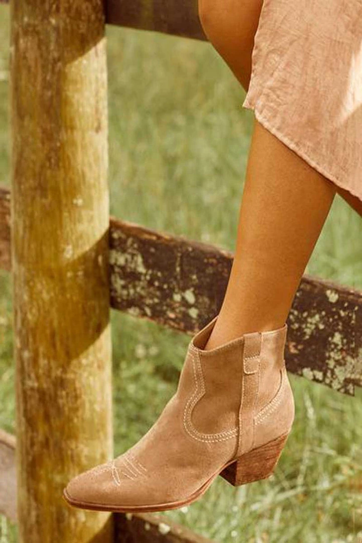 Dolce Vita Silma Bootie In Truffle Suede 2 Dolce Vita Silma Bootie In Truffle Suede