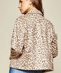 Andree By Unit Leopard Print Moto Jacket Clothing