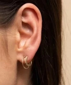 ShopLaluv Double Hoop 14k Gold Vermeil Earrings New Arrivals