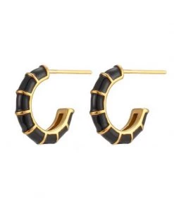 MILK MONEY - DropShip Enamel Bamboo Small Hoop Earrings