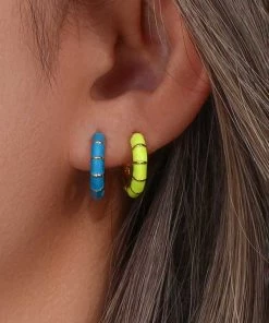 MILK MONEY - DropShip Enamel Bamboo Small Hoop Earrings