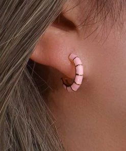 MILK MONEY - DropShip Enamel Bamboo Small Hoop Earrings