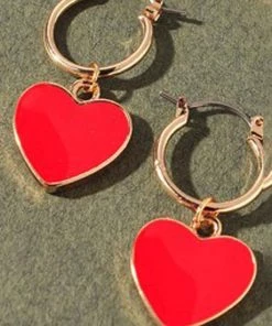 Merveille Enamel Heart Hoop Earrings