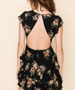 Hyfve Floral Print Ruffle Open Back Mini Dress New Arrivals