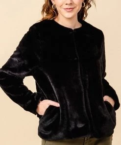 Hyfve Faux Fur Crew Neck Jacket Clothing