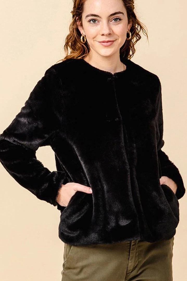 Hyfve Faux Fur Crew Neck Jacket Clothing 2 Hyfve Faux Fur Crew Neck Jacket Clothing